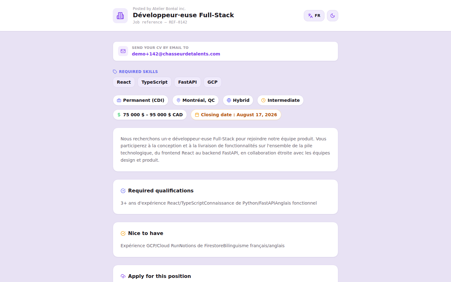 Public job posting page (accessible without signing in)