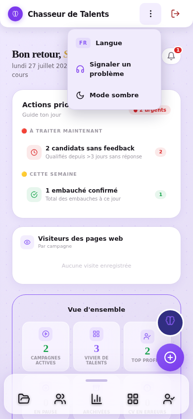Menu ⋮ ouvert