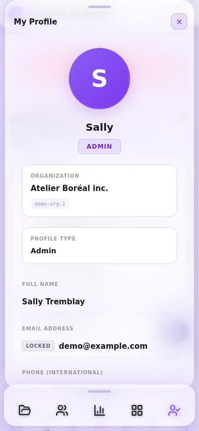 My profile — mobile