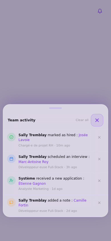 Team notifications — mobile