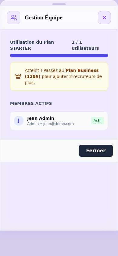 Gestion Équipe — mobile